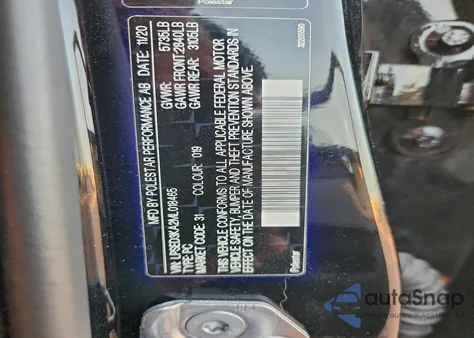 2021 Polestar 2 z USA, uszkodzony, nr VIN LPSED3KA2ML018465